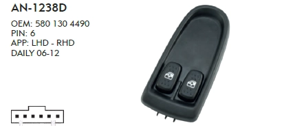 SOL CAM DÜĞME IVECO DAILY 1999-2006 ÇERÇEVELİ