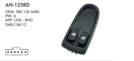 SOL CAM DÜĞME IVECO DAILY 2006 - 2012 ÇERÇEVELİ