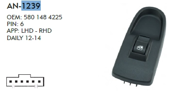 SAĞ CAM DÜĞME IVECO DAILY 2012 - 2014  ÇERÇEVELİ