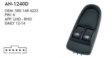 SOL  CAM DÜĞME IVECO DAILY 2012 - 2014  ÇERÇEVELİ