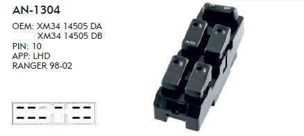 SOL CAM DÜĞME MAZDA B2500 DÖRTLÜ TAKIM  1998-2002 - 10PIN