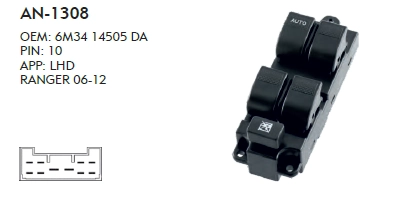 SOL CAM DÜĞME FORD RANGER 2006-2012 DÖRTLÜ  - 10 PIN