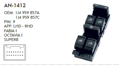 SOL CAM DÜĞME OCTAVIA 1 DÖRTLÜ SET