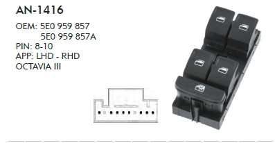 SOL CAM DÜĞME OCTAVIA 3  - DÖRTLÜ