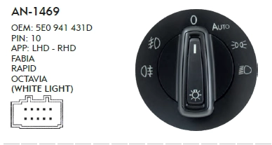 FAR AÇMA KAPAMA DÜĞME FABIA  AUTO  - OFF ORTADA ( ÇİFT SİS)