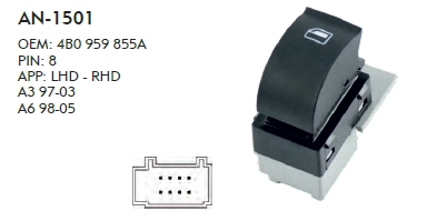 CAM DÜĞME AUDI A3 - 1997- 2003 - TEKLİ