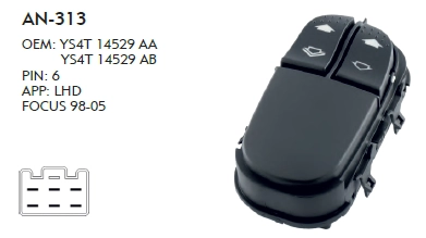 SOL CAM DÜĞME FORD FOCUS 1998-2005 ÇİFT ÖN CAM - 6 PIN