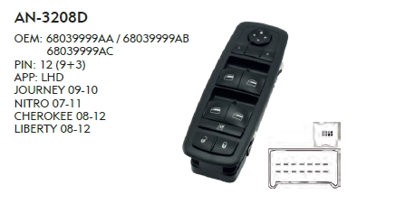 SOL CAM DÜĞME JEEP CHEROKEE 2008 - 2012 ÖNLER AUTOSUZ