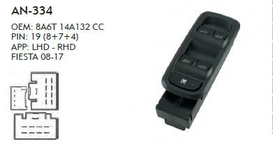 SOL CAM DÜĞME FORD TRANSIT V363 SOL ÇİFTLİ