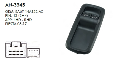 SOL CAM DÜĞME FORD FIESTA 2008-2012 ÇİFTLİ