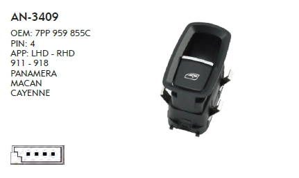 CAM DÜĞME PORSCHE PANAMERA - TEKLİ KROM