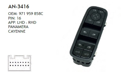 SOL CAM DÜĞME PORSCHE CAYENNE DÖRTLÜ SET - 16PIN