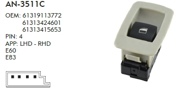 CAM DÜĞME BMW E83 - GRİ - 4 PIN