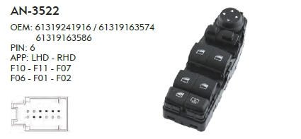 SOL CAM DÜĞME BMW F01 - PERDELİ - KATLANIR