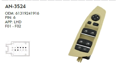 SOL CAM DÜĞME BMW F01 - PERDELİ -ÇERÇEVELİ -BEJ