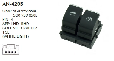 CAM DÜĞME CRAFTER TGE - İKİLİ -KROM - BEYAZ IŞIK