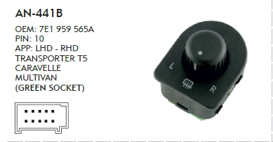 AYNA AYAR DÜĞME TRANSPORTER T5 - YEŞİL SOKET