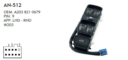 SOL CAM DÜĞME  MERCEDES 203  DÖRTLÜ SET