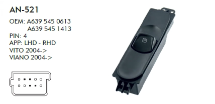 SAĞ CAM DÜĞME MERCEDES VIANO 2004 SONRASI - TEKLİ