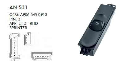 SAĞ CAM DÜĞME MERCEDES SPRINTER 2006 SONRASI - KALIN BUTON
