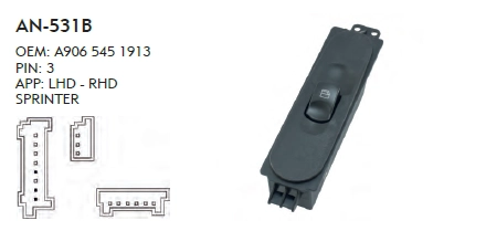SAĞ CAM DÜĞME MERCEDES SPRINTER 2006 SONRASI - İNCE BUTON