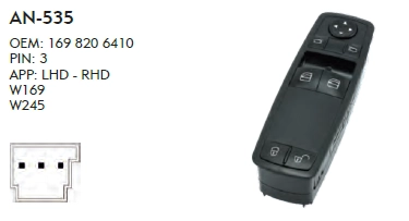 SOL CAM DÜĞME MERCEDES W169 - İKİLİ