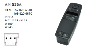 SOL CAM DÜĞME MERCEDESN W169 - AYNA KATLAMALI