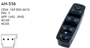 SOL CAM DÜĞME MERCEDES W169 - DÖRTLÜ