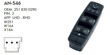 SOL CAM DÜĞME MERCEDES W164 - DÖRTLÜ
