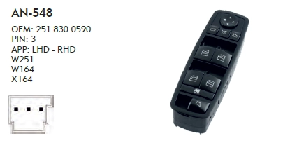 SOL CAM DÜĞME MERCEDES W164 - DÖRTLÜ