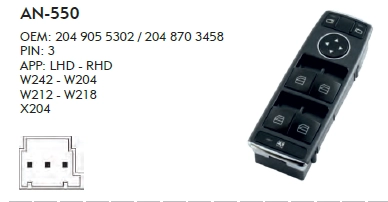 SOL CAM DÜĞME MERCEDES  W218 - DÖRTLÜ