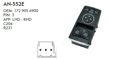 SOL CAM DÜĞME MERCEDES C204 - İKİLİ