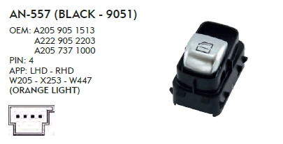 SOL CAM DÜĞME MERCEDES W447 - KIRMIZI IŞIK - BEJ -9051 - TEKLİ