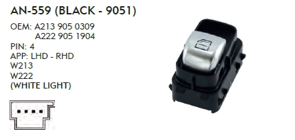 CAM DÜĞME MERCEDES W222 - BEYAZ IŞIK - BEJ - 9051 -TEKLİ