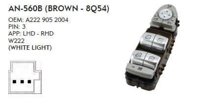 SOL CAM DÜĞME MERCEDES W222 - BEYAZ IŞIK - KAHVE - 8Q54 - PERDELİ - DÖRTLÜ
