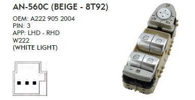 SOL CAM DÜĞME MERCEDES W213 - BEYAZ IŞIK - BEJ -8T92 - PERDELİ - DÖRTLÜ
