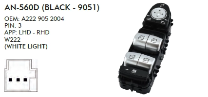 SOL CAM DÜĞME MERCEDES W222 - BEYAZ IŞIK - BEJ BUTON - PERDELİ
