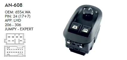 CAM DÜĞME PEUGEOT 306 - ÇİFTLİ - AYNA AYARLI - SOL AUTO