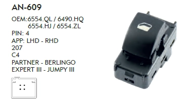 SAĞ CAM DÜĞME CITROEN C4 - 4 PIN