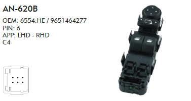 SOL CAM DÜĞME CITROEN C4 - İKİLİ - ÇERÇEVESİZ