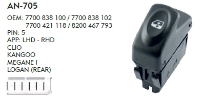 CAM DÜĞME RENAULT CLIO - 5 PIN -