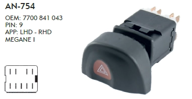 DÖRTLÜ FLAŞÖR RENAULT MEGANE 1 - 9 PIN