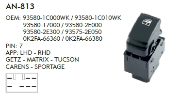 SAĞ CAM DÜĞME KIA CARENS  - 0K2FA-66380  , 2003-2010