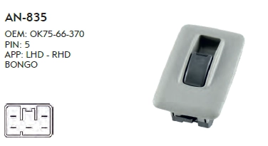 SAĞ CAM DÜĞME KIA BONGO - TEKLİ - 5 PIN DİKTÖRTGEN PANEL