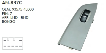 SAĞ CAM DÜĞME KIA BONGO - TEKLİ - 7 PIN ÜÇGEN PANEL