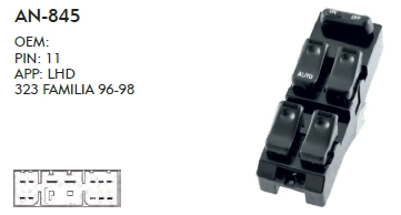 SOL CAM DÜĞME MAZDA 323 FAMILIA DÖRTLÜ TAKIM 1996-1998