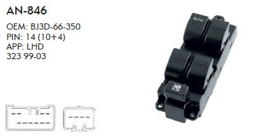 SOL CAM DÜĞME MAZDA 323 DÖRTLÜ TAKIM 1999-2003 - 14 PIN