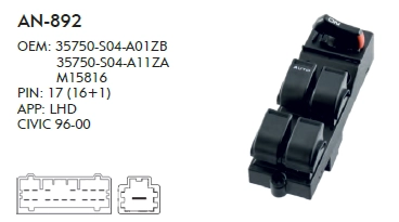 SOL CAM DÜĞME HONDA CIVIC DÖRTLÜ TAKIM 1996-2000