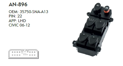 SOL CAM DÜĞME HONDA CIVIC 2006-2010 - 6 BUTON