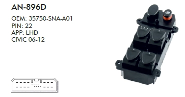 SOL CAM DÜĞME HONDA CIVIC 2006-2010 - 5 BUTON